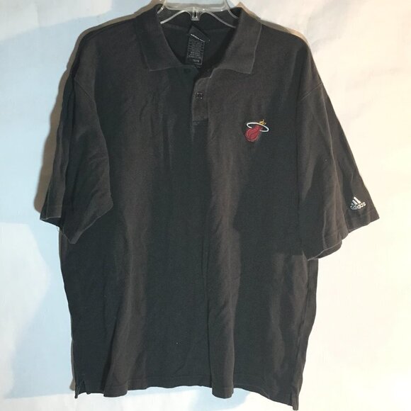 Adidas Vintage NBA Miami Heat Polo Button Up Short Sleeve Tee - Picture 2 of 8